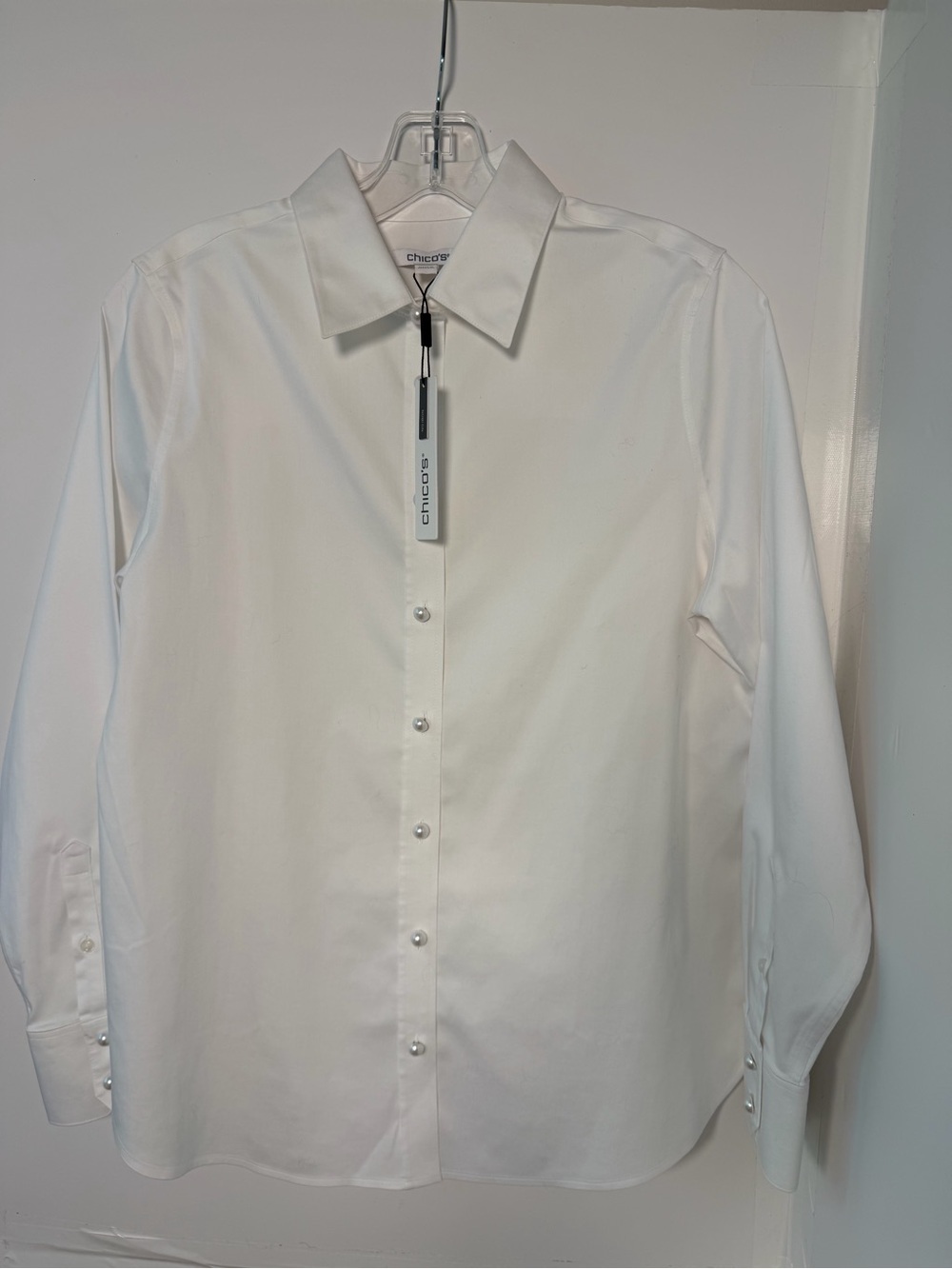 Chico's Crisp White Long-Sleeve Dress Shirt
